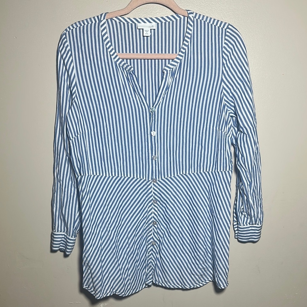 J Jill Blue White Striped Top | Petite Small